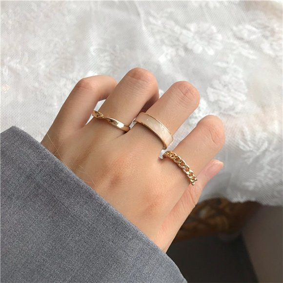 ♠️ NEW Gold and Pink Ring - Set of 3 - Picture 2 of 7